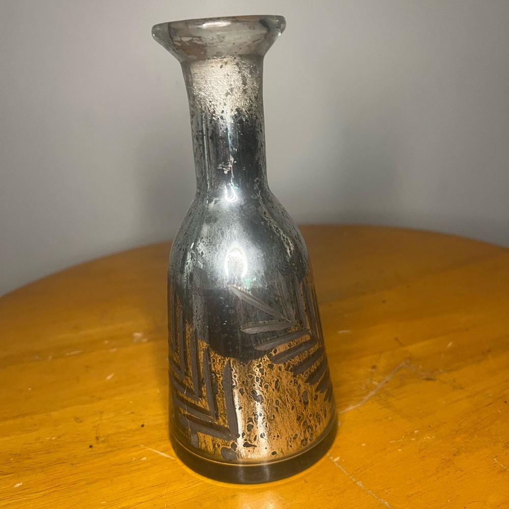 Mercury Glass Vase Small Etched Arrow Boho